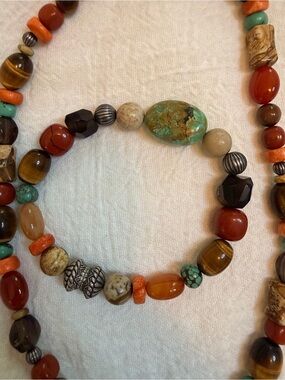 Carolyn Pollack Multicolor Gemstone Necklace with Turquoise & Coral Hues